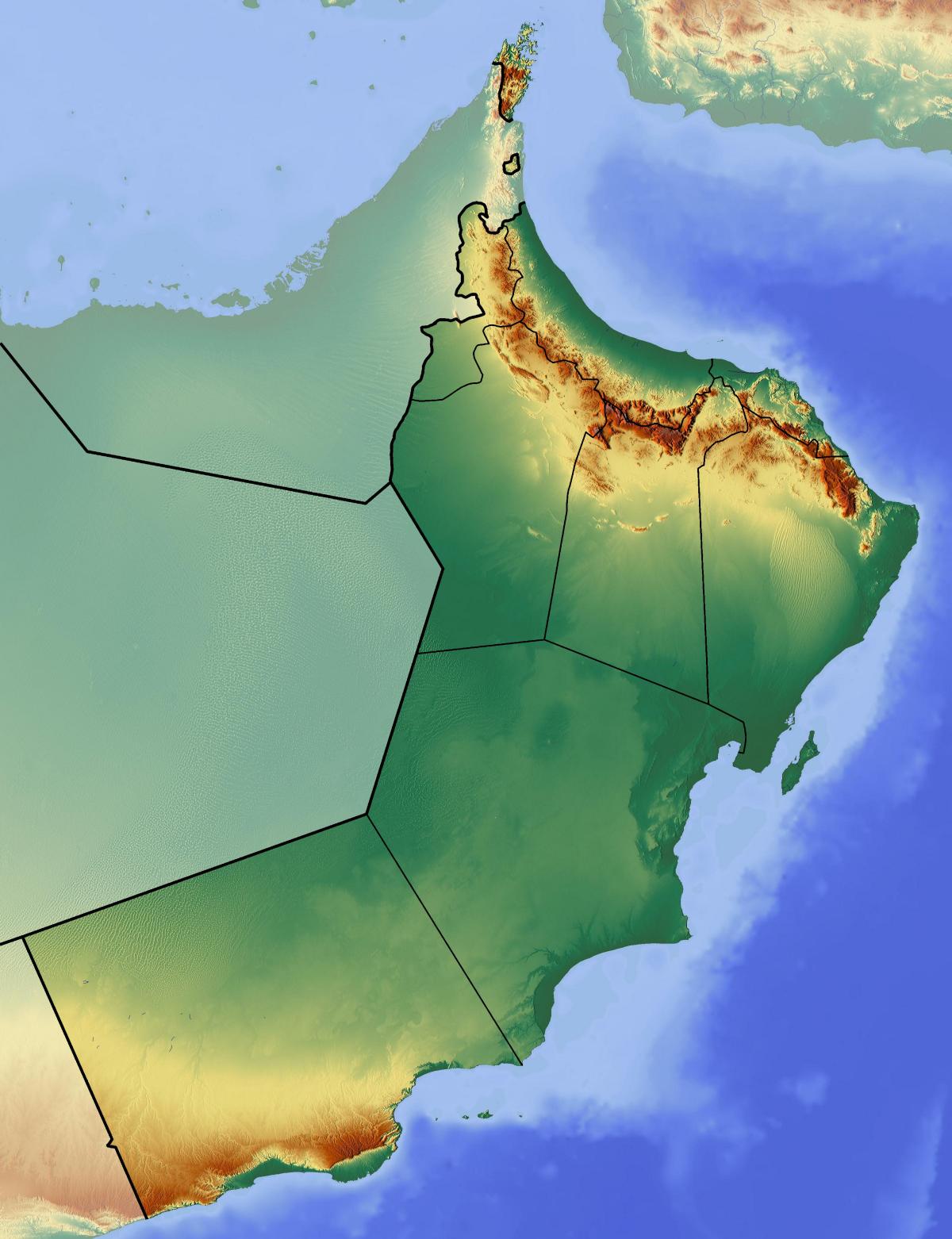 karte Omāna topogrāfiskās