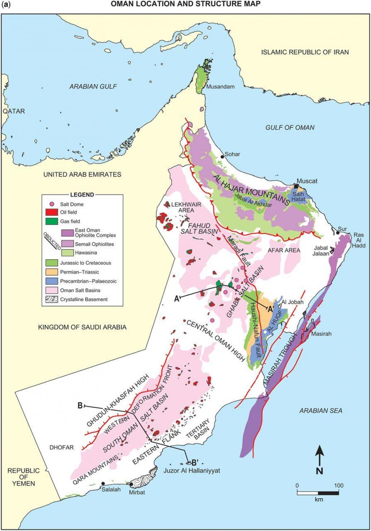 karte Omāna ģeoloģija
