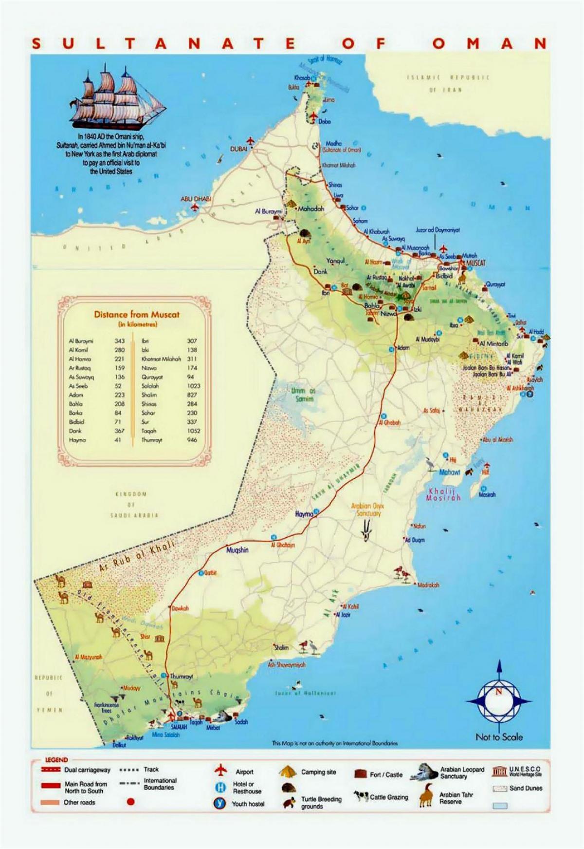Omāna tūristu vietas karti